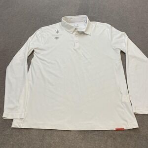 Maserati Polo Shirt Mens Medium White Long Sleeve Racing Performance Stretch